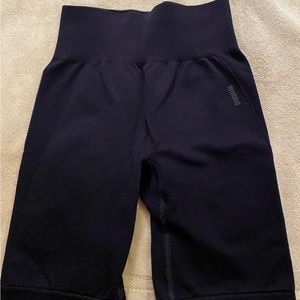 GYMSHARK Athletic Shorts Ribbed High Waisted Navy Blue size small EUC